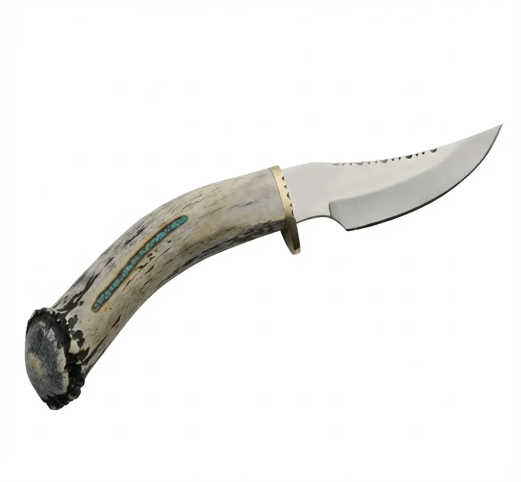 deer-antler-skinner-turquoise-inlay-knife