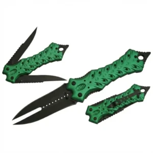 Fantasy Collectible Folding Knife with dual black blades open
