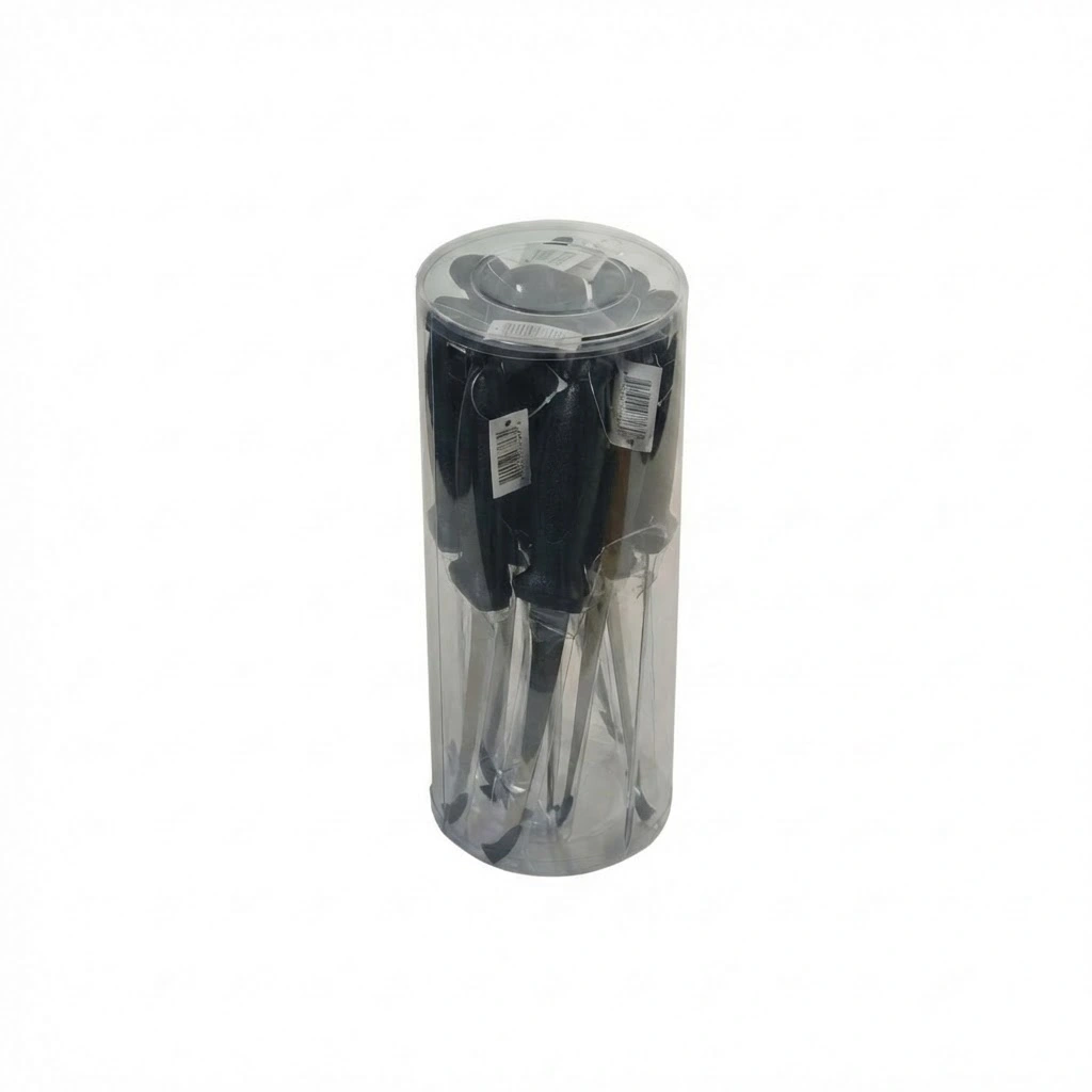 black-textured-polymer-handle-grip-detail Textured black polymer handle with finger grooves.