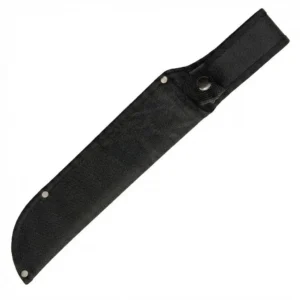Close up of black ABS handle on fixed blade knife.