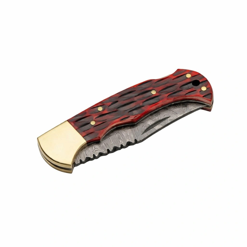 emberlock-folder-closed-lockback Closed jigged bone pocket knife showing brass pins and lockback bar