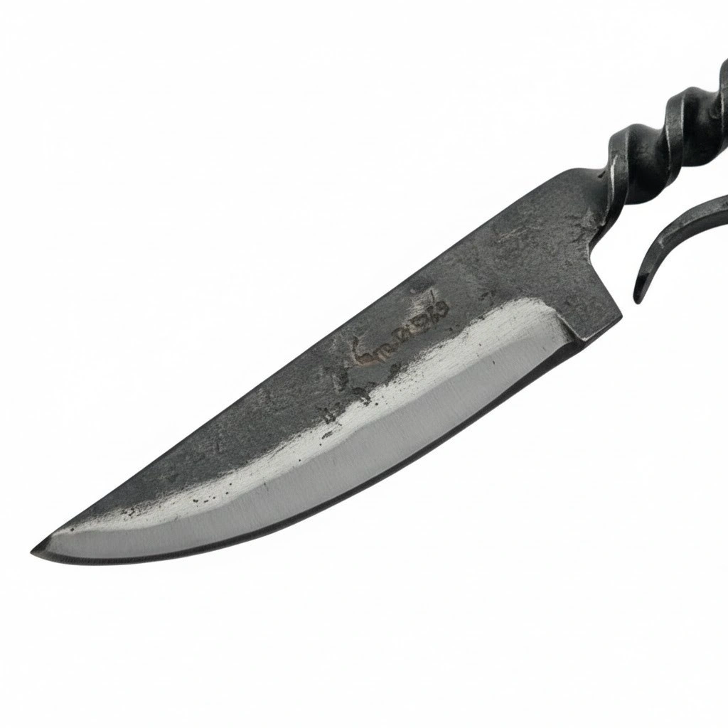 carbon-steel-medieval-feasting-knife-blade Hand-forged carbon steel blade of a medieval feasting knife.