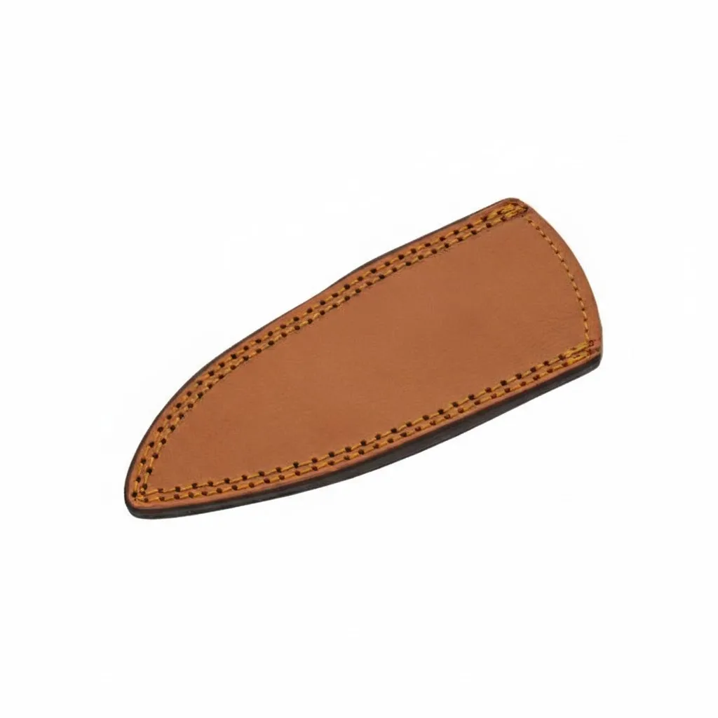 leather-belt-sheath-hunting-knife Brown reinforced leather belt sheath for fixed blade hunting knife.
