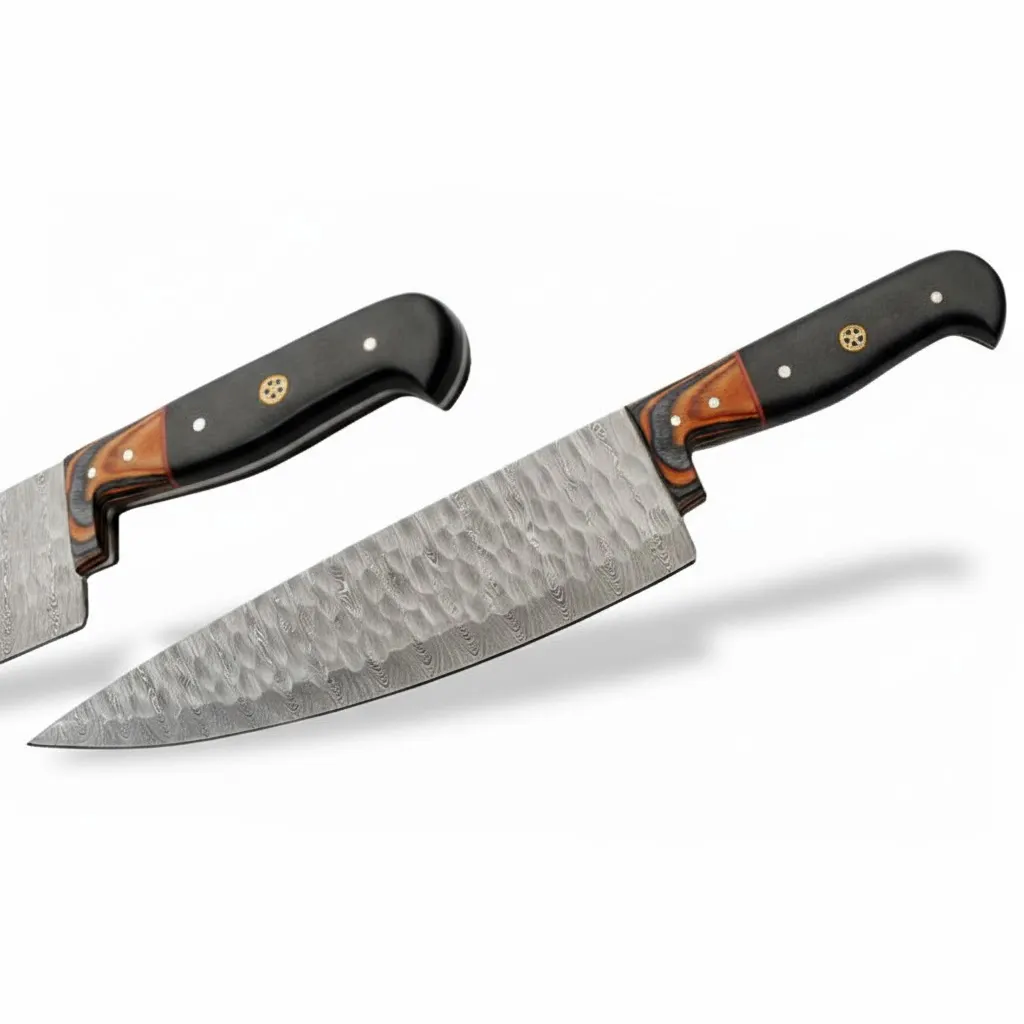 hammered-damascus-knife-set-chef-blade