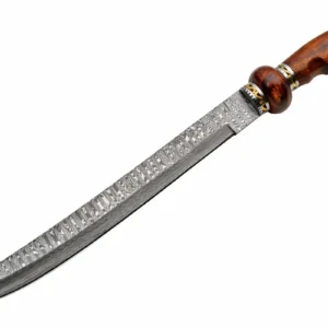 Full-length profile of the Ural Saber showing the 14.5-inch hand-forged Damascus blade and ergonomic handle.