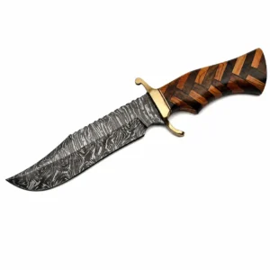 Profile view of the S-Guard Braided Hunter Damascus steel knife.