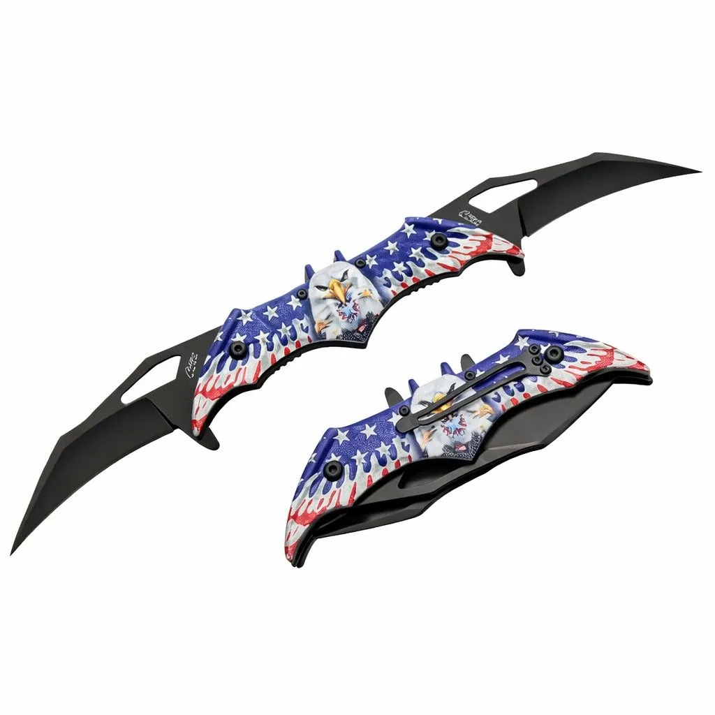 eagle-twin-blade-folder-comparison Comparison view of the Eagle Twin Blade folder in both open and closed positions.