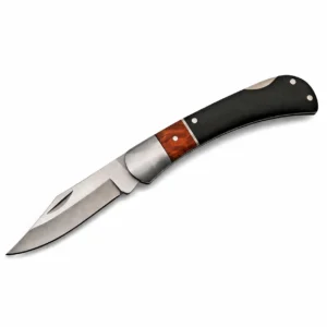 Profile view of the Black Bear Folder clip point stainless steel blade.