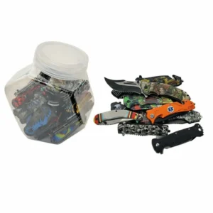 Professional orange stainless steel EMT folding knife with rescue tools.