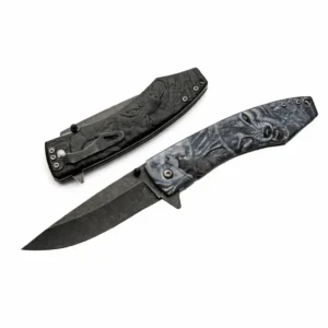 Dark Moon Aluminum Folding Knife – 3D Wolf Edition
