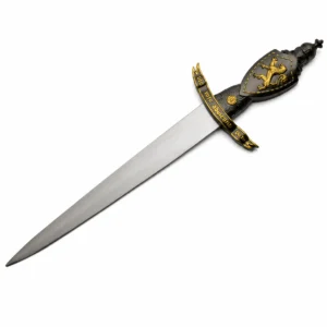 Black and gold scabbard for the Lion Crusader collectible dagger.