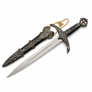 Medieval Lord’s Dagger with stainless steel blade and ornate pewter scabbard.
