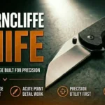 Wharncliffe knife with straight edge blade design shown in a precision EDC infographic highlighting utility, detail work, and everyday carry features.